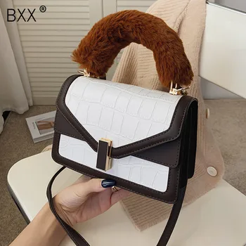 

[BXX] Stone Pattern PU Leather Crossbody Bags For Women 2020 Winter Branded Shoulder Handbags and Purses Luxury Travel Bag HP036
