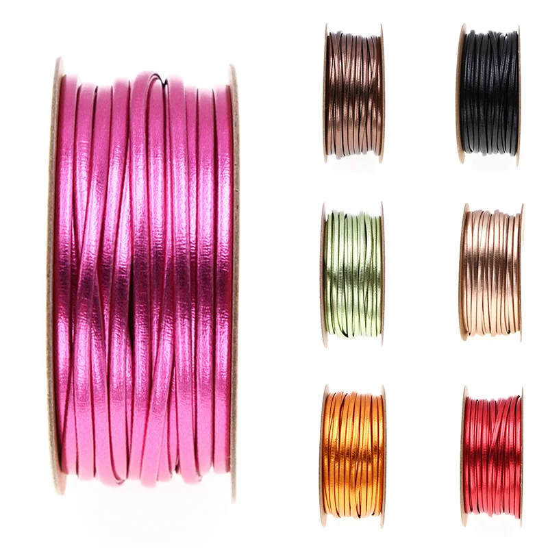 Solid Color PU Leather Rope 2mm Width Shiny Braided Rope DIY Weaven Crafts Material Sewing Ribbon Handmade Supplies 15m/roll leather cord