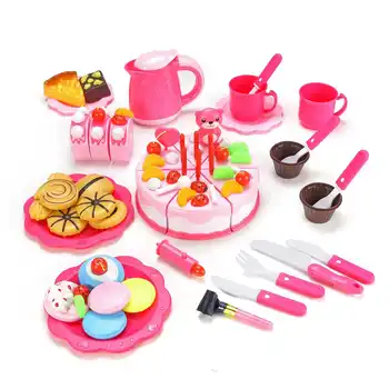 

37-80PCS DIY Birthday Cake Toy Kitchen Food Pretend Play Cutting Fruit Early Educational Classic Toy Gifts for Kid Model Games