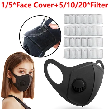 

5pcs Washable Face Masks Anti-Fog PM2.5 Haze Face Mouth Cover Protetion Filter Breathable Safety Mouth-muffle