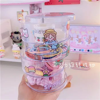 

Transparent Rotating Multi-functional Jewlery Box Sorting Ornament Storage Hair Band Earrings Nail Hand Necklace Storage Organiz