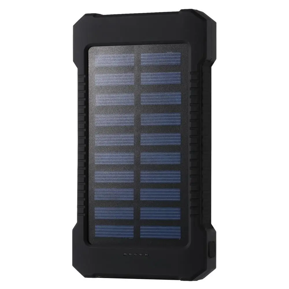 Портативный Солнечный аккумулятор 30000 мАч водонепроницаемый внешний аккумулятор резервного питания 30000 аккумулятор для телефона, мАч зарядное устройство светодиодный Банк - Цвет: Black