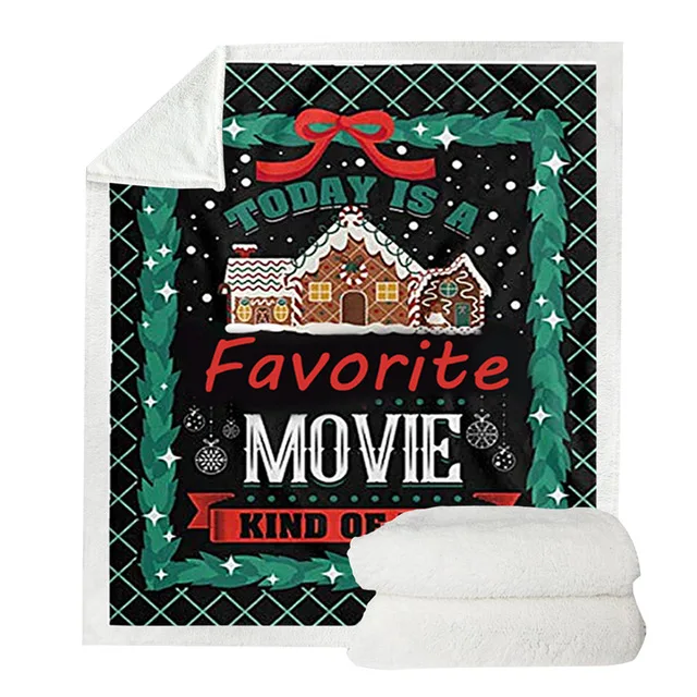 Christmas Watching Blanket Printed Double Velvet Home Sofa sherpa Christmas blanket Warm Fleece Camping Blanket Quilt As Gift - Цвет: picture color