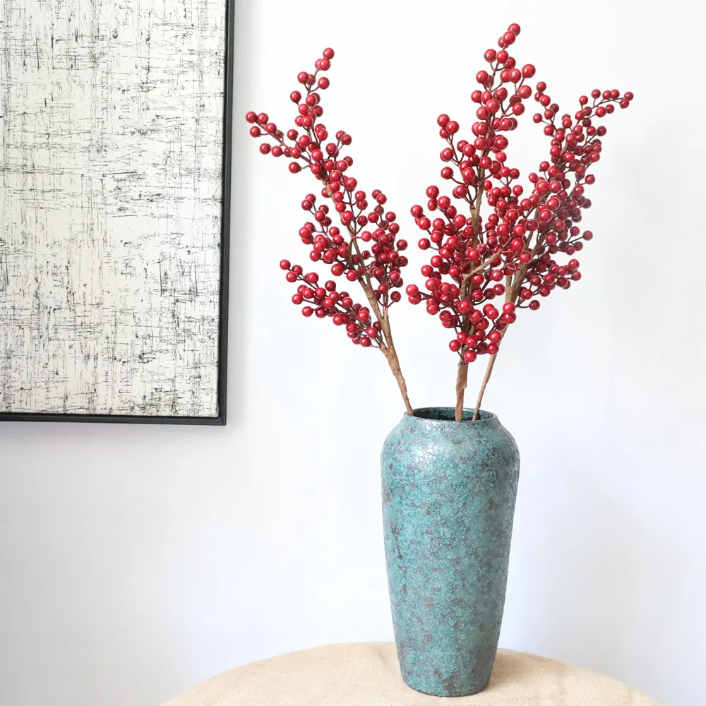 

Simulation Holly Red Berry Fruit Artificial Foam Flower Decoration Home Accessories Fake Plants Berries Christmas Garden Fence