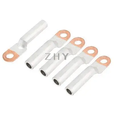 

5 Pcs 25mm2 Cable Copper Lug Connector Silver Tone for 8mm Dia Bolt