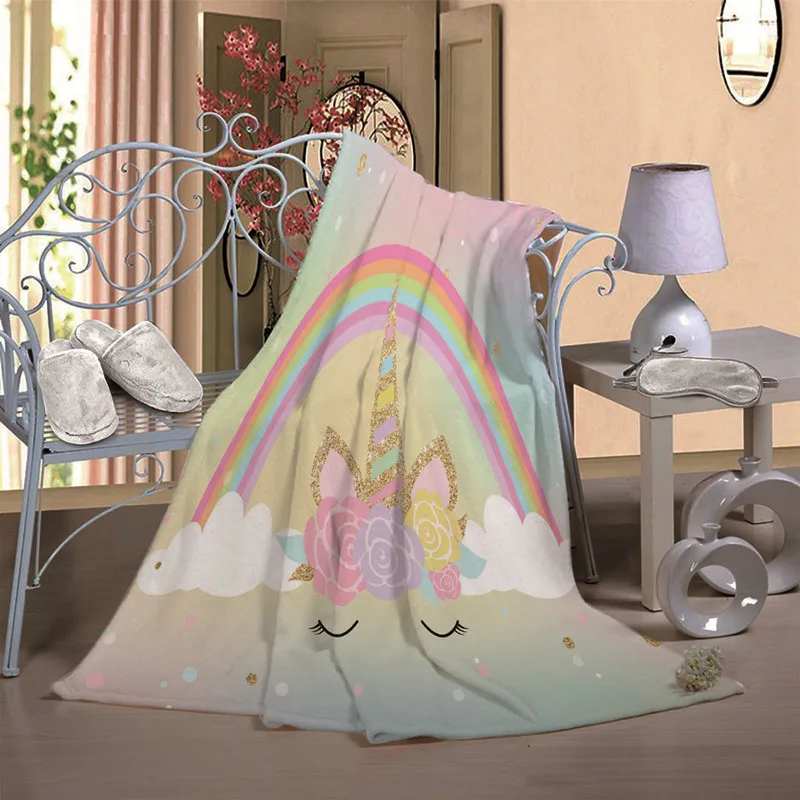 Пользовательские 3D единорог цветочный подарок Nap одеяло супер мягкий бархат плюшевое одеяло художественное одеяло пледы полотенце для пляжа путешествий с принтом