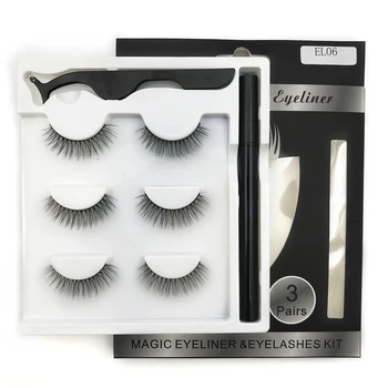 

3 Pairs Magnetic Eyelashes Set Makeup Waterproof Magnetic Eyeliner Lashes Curler 5 Magnet Super Natural Eyelashes maquiagem