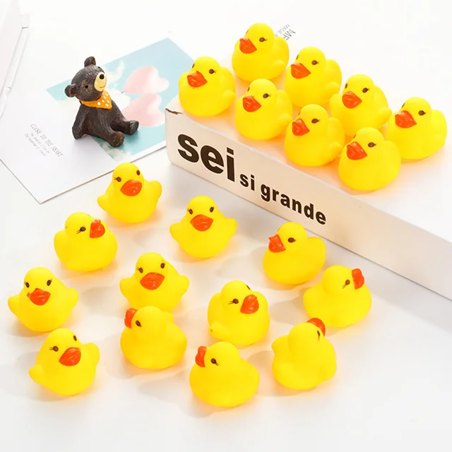 100pcs/lot Squeaky Rubber Duck Duckie Bath Toys Baby Shower Water Toys for baby Children Birthday Favors Gift free shipping 2