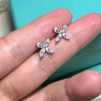 

silver color zircon ice snowflake silver earrings for women