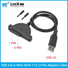 LccKaa USB 2.0 to Mini Sata II 7+6 13Pin Adapter for Laptop CD/DVD ROM Slimline Drive Converter Cable Screws steady style