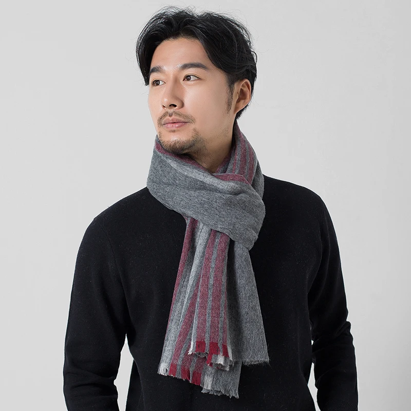 Winter New 100% Pure Wool Scarves Men Neck Warmer Plaid Cashmere Echarpe Wraps Man's Autumn Fine Scarf Foulard Hombre Hiver |