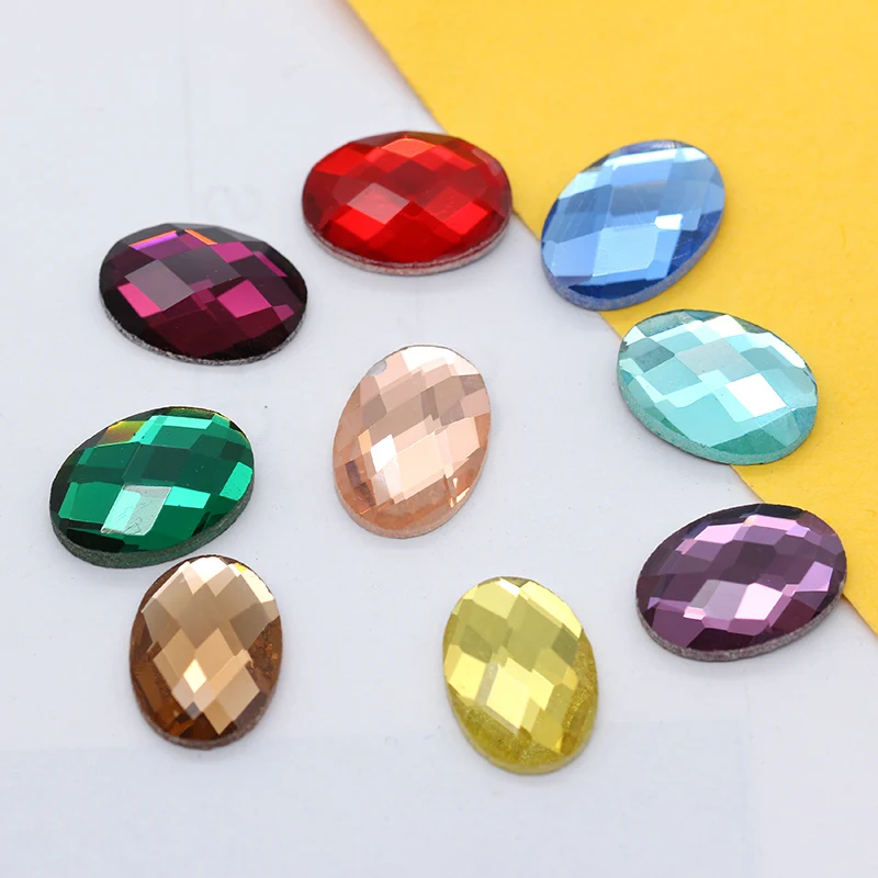 50p 13x18mm oval Foiled Flat Back faceted crystal rhinestones cabochon buttons