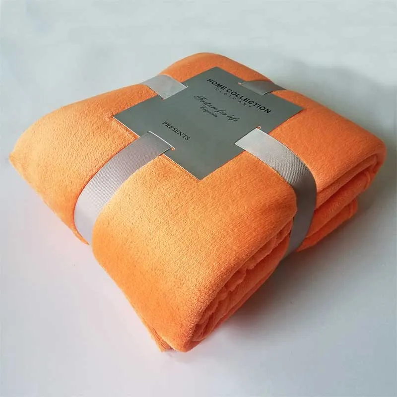 orange Супер мягкое однотонное одеяло из кораллового флиса, фланелевое одеяло для дивана, s, для йоги, офиса, автомобиля, для использования, Осень-зима, уютное постельное белье - Цвет: orange