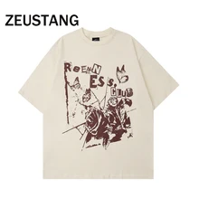 

Zeustang Men Fashion Harajuku T Shirt Streetwear Animal Letter Print Tshirts O Neck Spring Summer Hip Hop Short Sleeve Tees Top
