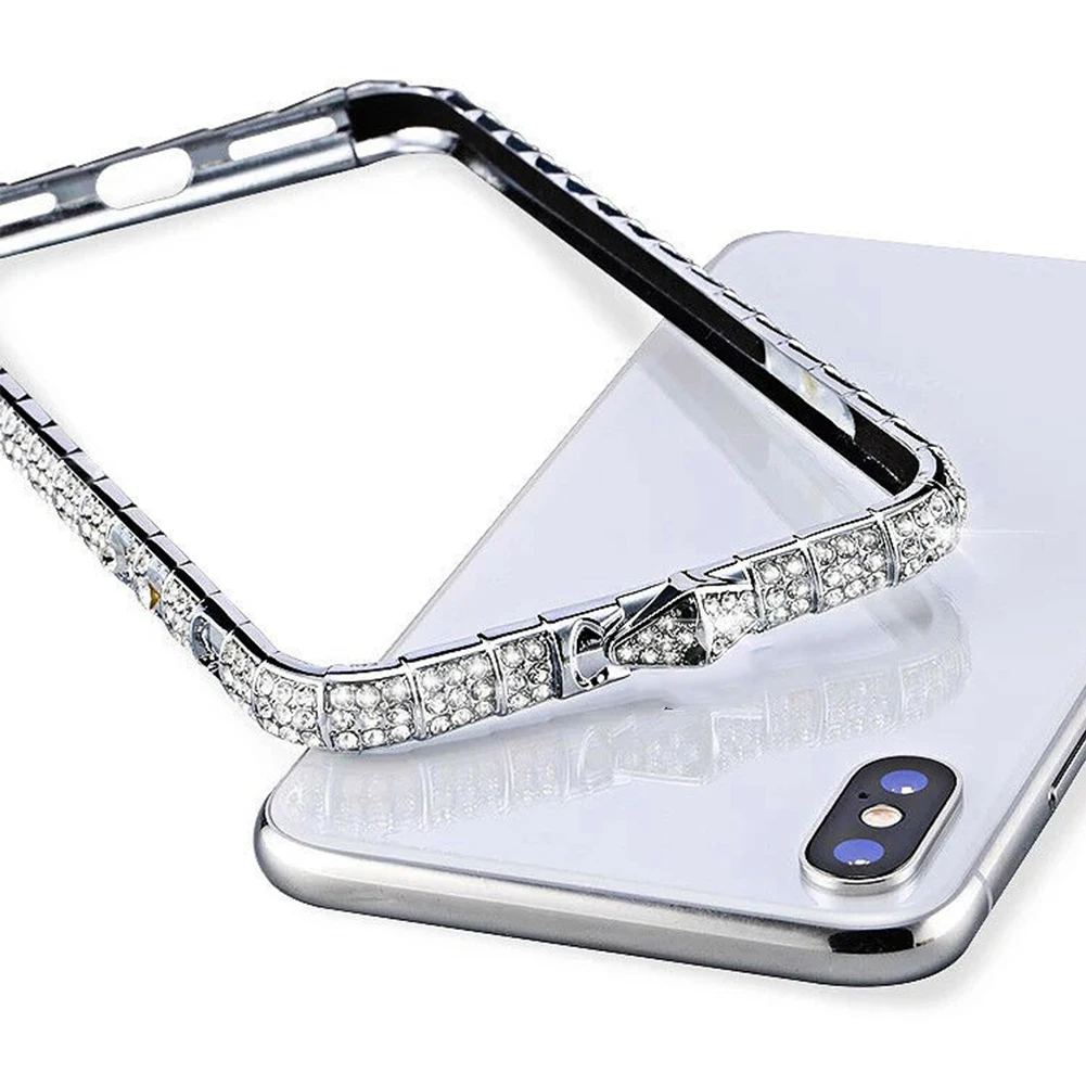 Бампер Защитный чехол блестящий роскошный блестящий змейка Bling Diamond прочный металлический каркас Кристалл Модный чехол для IPhone X XS Max