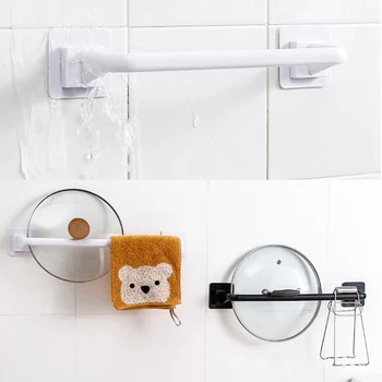 

Self Adhesive Wall Mounted Bathroom Towel Bar with Suction Cup Rack Holder Kitchen Shelves for Pot Lid Toilet Roll Paper Hanger