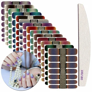 

14 Sheets Nail Stickers Nail Polish Film Color Street Nail Strips with Nail File