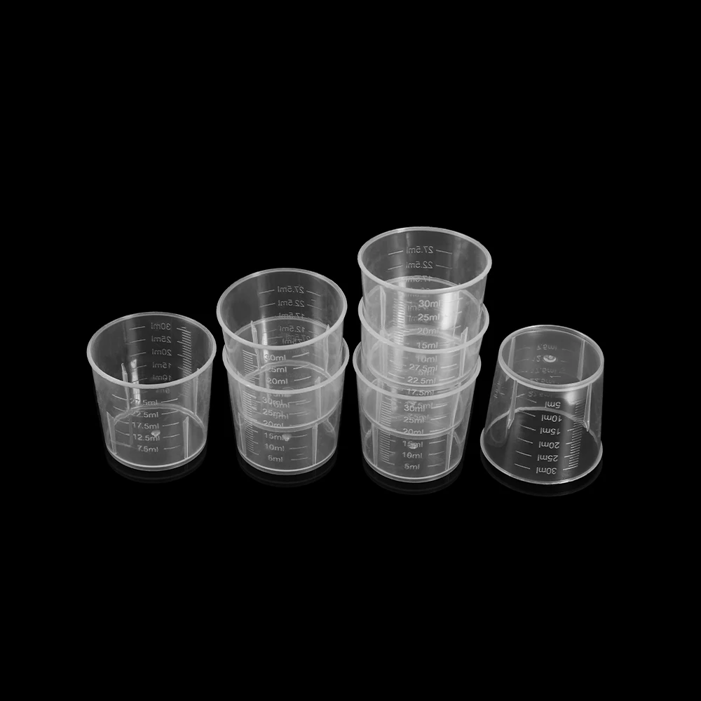 20pcs 30ml 투명 플라스틱 측정 컵 에폭시 수지 실리콘 몰드에 대 한 일회용 액체 냄비 컨테이너 DIY 쥬얼리 만들기