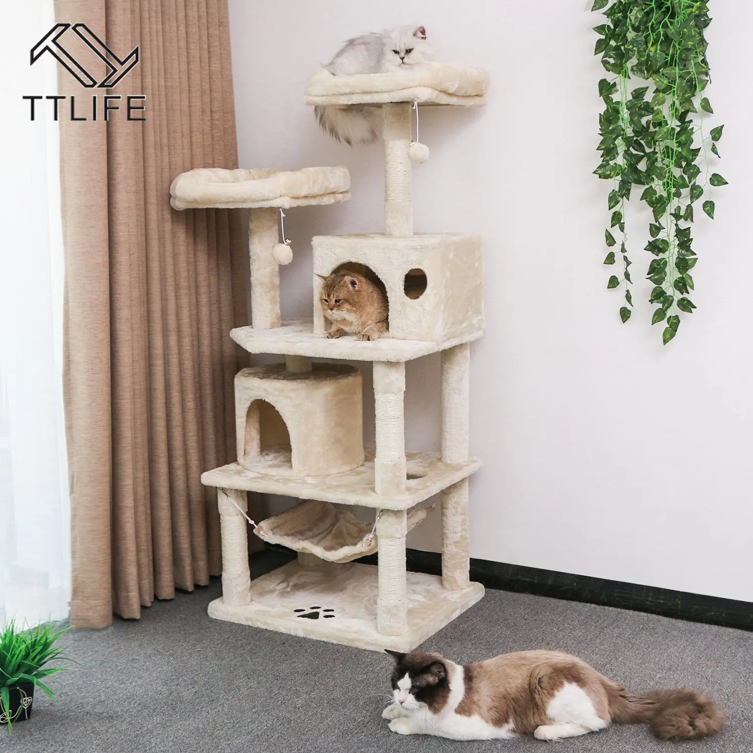 57," многоуровневый игровой комплекс для кошек мебель для кондоминиума котенок активности Кот башня кошечка игровой домик с когтеточки Жердочки гамак
