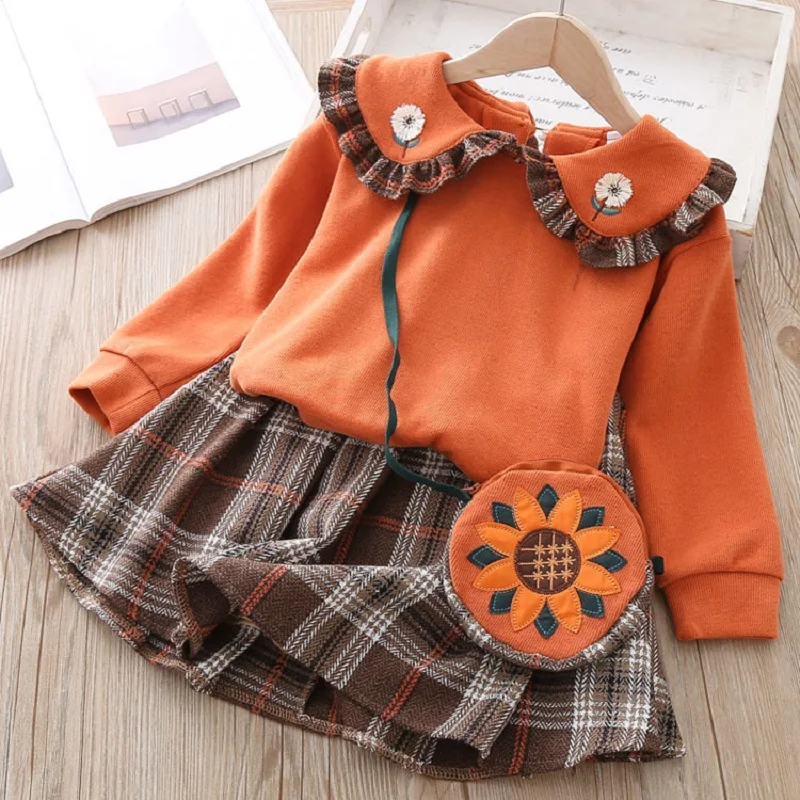 

2019 New Baby Dress Girls Vestido Infantil Autumn Winter Warm With Girl Maomao Garment Plaid School Of Western Style Dress