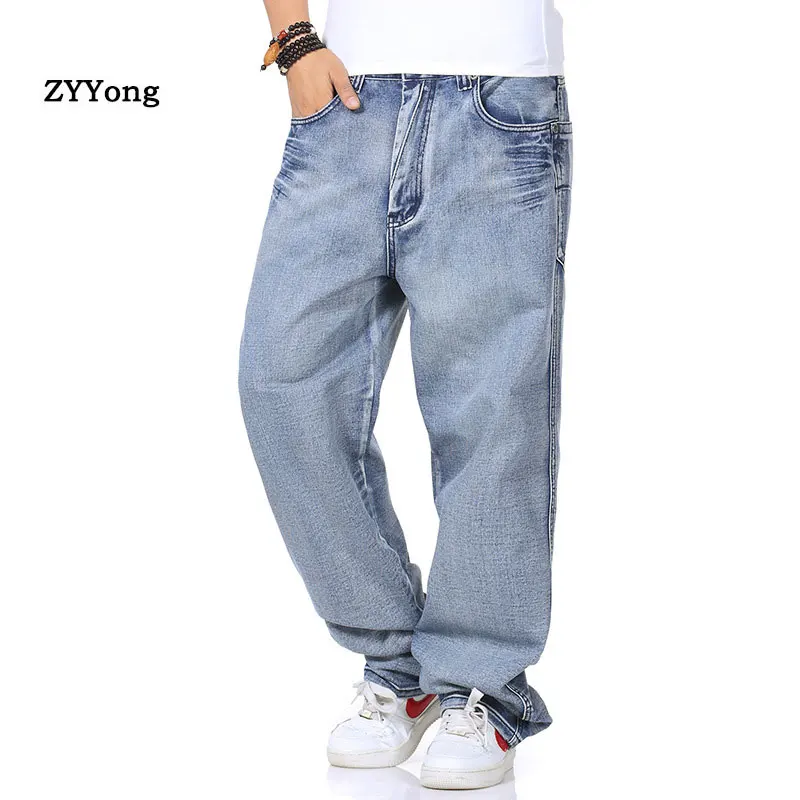 Fashion Men's Jeans Streetwear Retro Denim Jeans Men's Pants Hiphop Old Jeans Male Casual Loose Plus Size 30-46