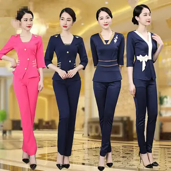 

2020 women spa uniform health club half sleeve top+pants set hospital nurse workwear female beauty clothing beautician work clot