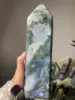 Natural large moss agate crystal tower natural crystal wand Reiki healing 1