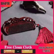 

Red Sandalwood Carved Wood Comb Dense Tooth Printing Engraving Retro Style Gift Hairdressing Massage Comb Modeling Tools