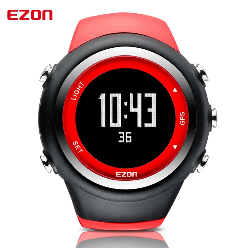 Men's Digital GPS sport watch for Outdoor Running and Fitness 50M Waterproof  Speed Distance pace EZON T031