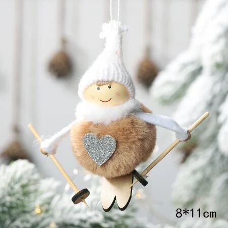 Ангел плюшевая кукла Рождественское украшение подвеска креативные Рождественские елочные украшения Рождественское украшение для дома Navidad - Цвет: Burgundy