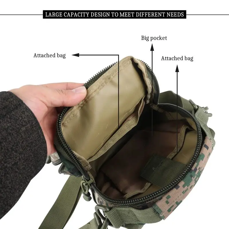 Sougayilang Waterproof Fishing Bag Multi-Purpose 2 Layer Nylon Bag Outdoor Fishing Tackle Single Shoulder Bag Green/ Grey