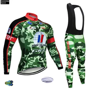 

Team Camouflage Winter 2019 Black Cycling Jersey 12D Bike Pants Set Mens Ropa Ciclismo Thermal Fleece Bicycle Clothing Cycling