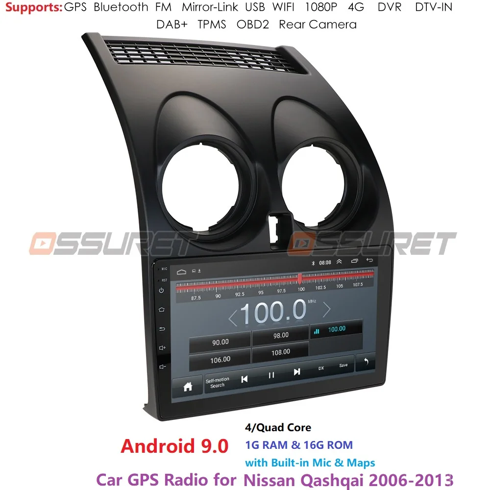 

Android 9.0 1GB+16GB DSP CarPlay Car Radio Multimidia Video Player GPS For Nissan Qashqai 1 J10 2006-2013 2 din dvd