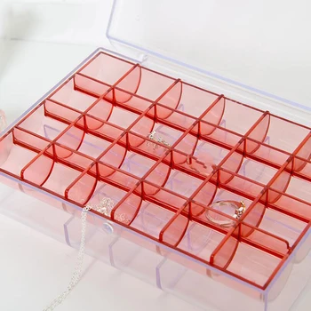 

24 Compartment Plastic Storage Box Transparent Practical Adjustable Case For Bead Rings Jewelry Display Organizer Box