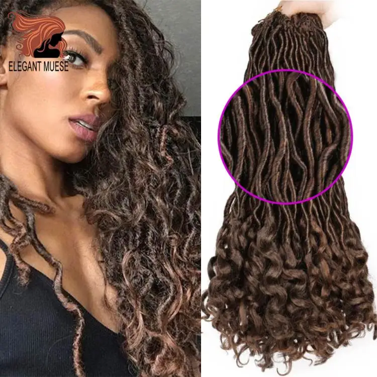 Элегантные Музы богемные вязанные косички Faux locs Curly вязанные волосы 18 дюймов 24 пряди Омбре косички для наращивания синтетические волосы