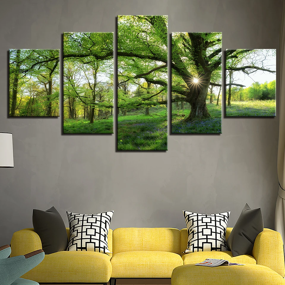 5d Cross Stitch kits,diy diamond painting 5pcs Green Tree Landscape full square Diamond Embroidery forest Mosaic rhinestone art