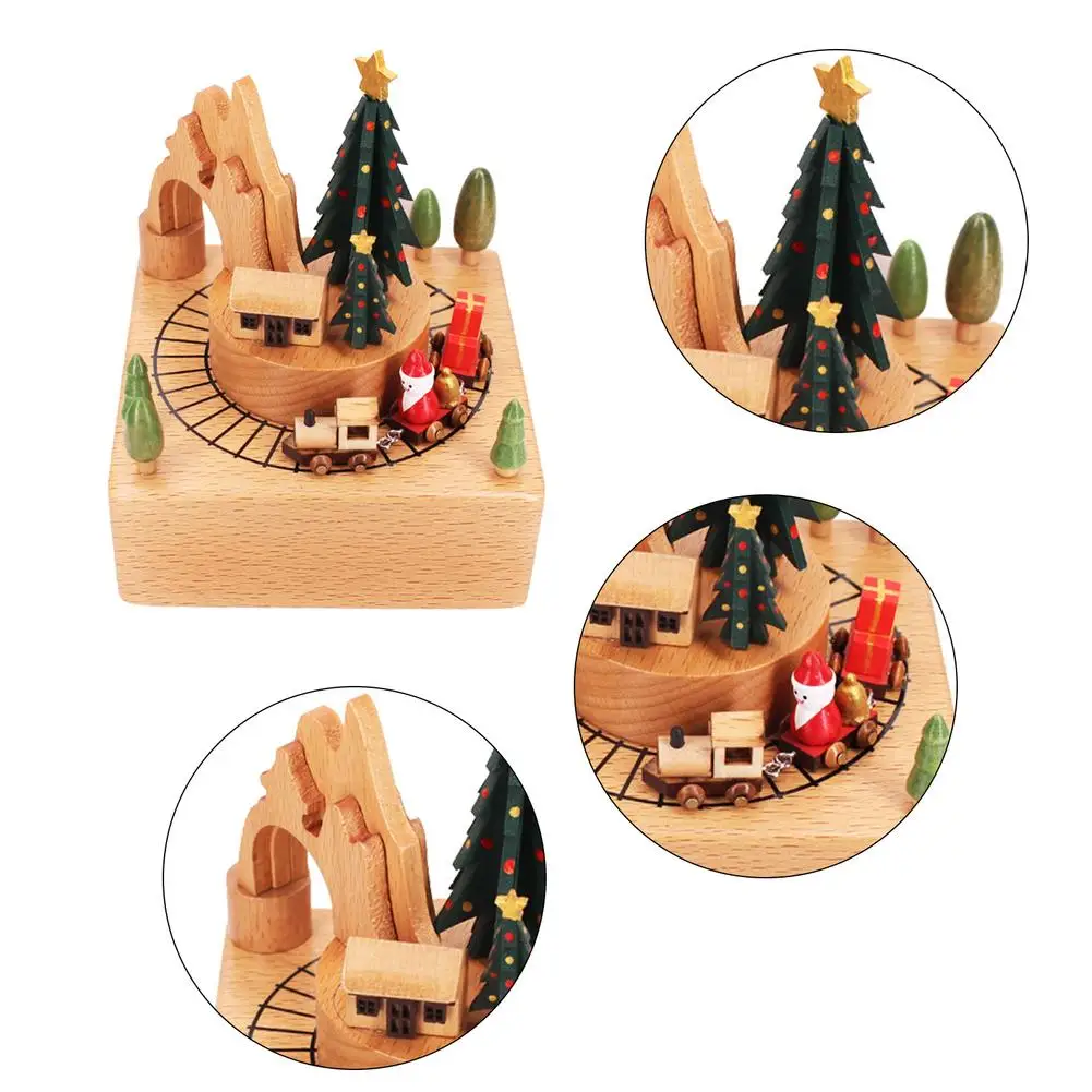 Takefuns Christmas Wooden Music Box Present Christmas Train Musical Box for Her,Musical Box Smart Castle Toy Birthday Present for Lover Friends and Children