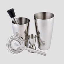 Мартини Миксер для напитков шейкер Бостонского стиля для вечерние барный инвентарь 5 шт./компл. Нержавеющая сталь шейкер барные инструменты для вина
