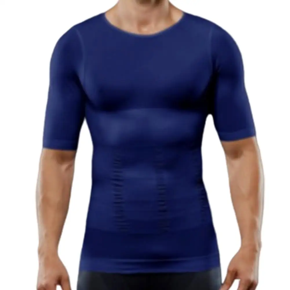 Мужская Тонизирующая футболка для коррекции фигуры, Корректирующее белье для коррекции осанки, контроль живота, компрессионное мужское моделирующее нижнее белье, корсет