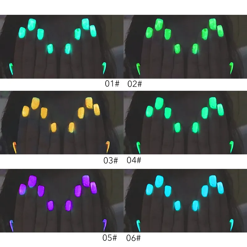 Неон фосфор порошок блеск для ногтей Набор Пыль светящийся флуоресцентный пигмент фосфоресцирующий порошок светится в темноте аксессуары для ногтей