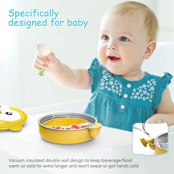 

Cartoon Monkey Baby Feeding Set, Baby Warming Bowl & Bendable Spoons Forks, Healthy Children Tableware Set for Baby Preschoolers
