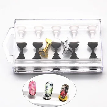 

12pcs Holder Magnetic Stuck Tips Crystal Salon Display Practice Stand Manicure Training Tools Nail Art Chessboard Professional