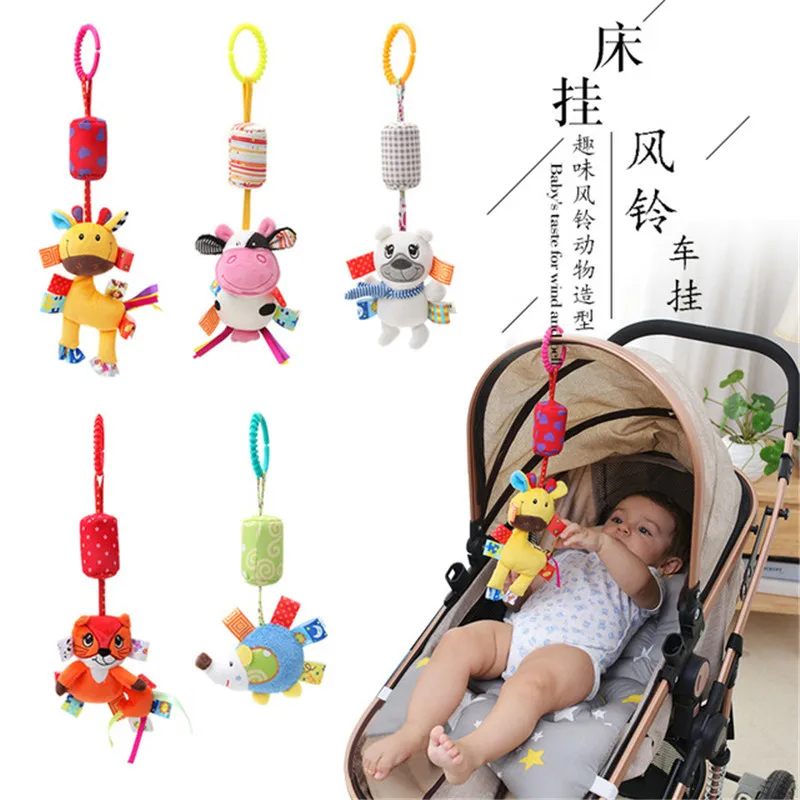 0-12 месяцев, детские погремушки, звуковая кровать, детская коляска, мобильная подвесная Погремушки для новорожденных, животные, плюшевые игрушки для младенцев, игрушки для малышей