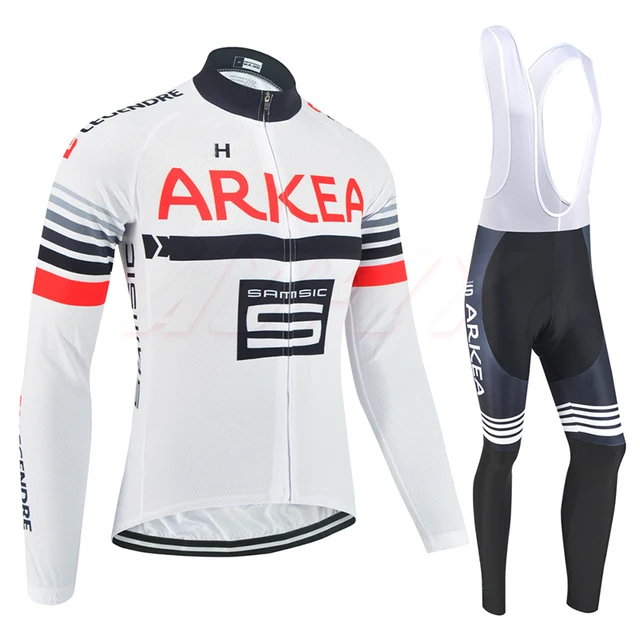 US $13.77 Pro team ARKEA spring and fall Cycling Jersey 9D Bib Set MTB Uniform white Bicycle Clothing Quick D