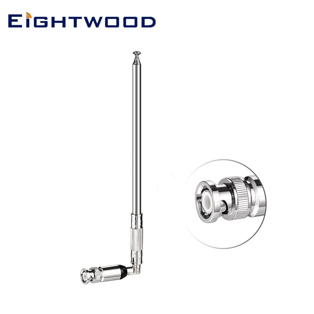 Antenna Girevole Ightwood Telescopica Bnc Maschio 76-108Mhz Antenna Per Tv Fm Radio Scanner Ricevitori Remoti