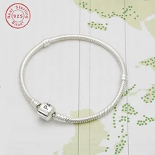 925 пробы Серебряная Змея цепочка браслет брелоки из бисера для женщин браслет DIY браслет змея цепь Модные ювелирные изделия