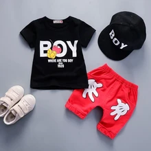 BibiCola/Одежда для маленьких мальчиков г. Летний комплект одежды для новорожденных мальчиков, хлопковый костюм футболка+ шорты, комплект одежды для младенцев