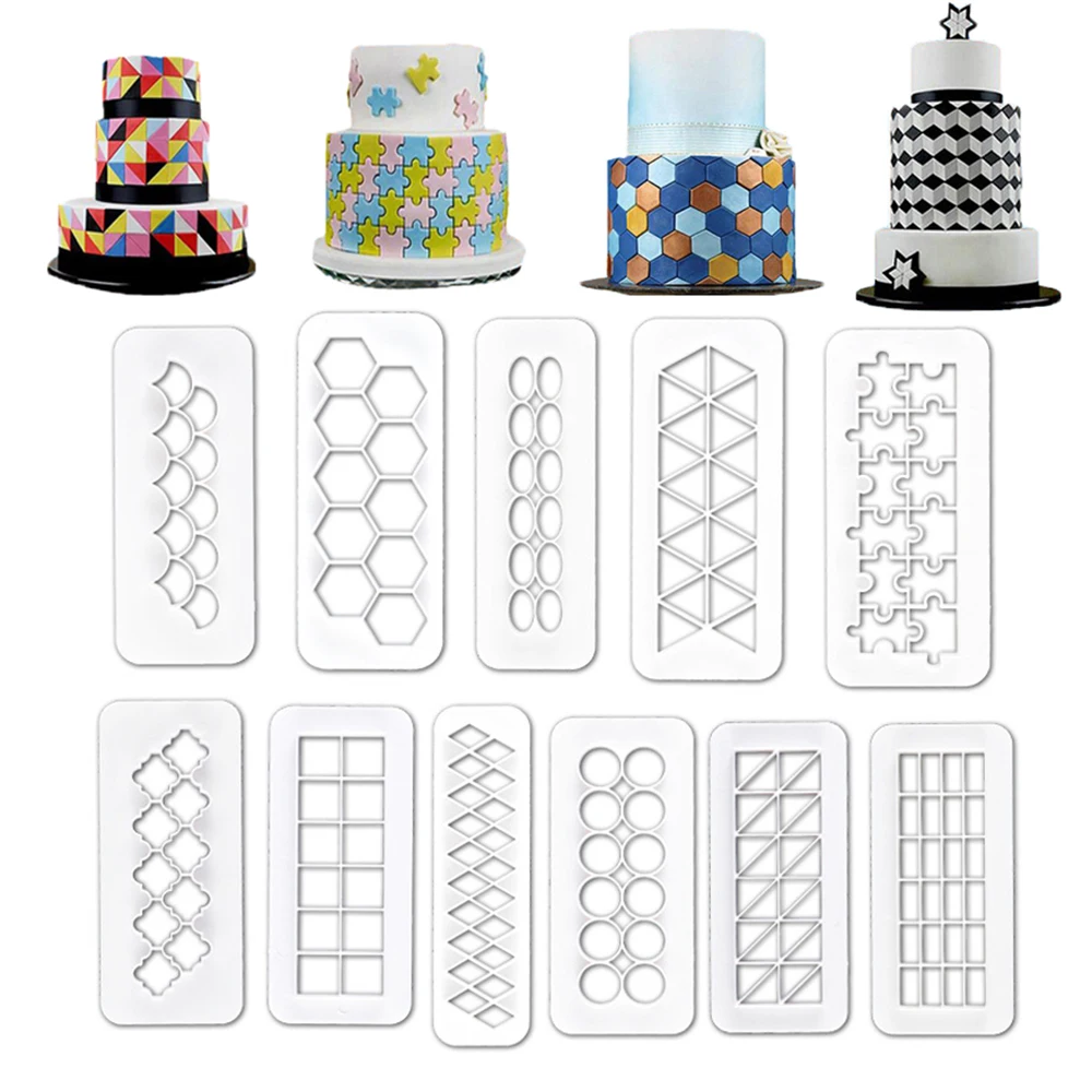 3pcs/set Geometrical Shape Fondant Print Mold Biscuit Cake Chocolate Plastic Printing Tools | Дом и сад