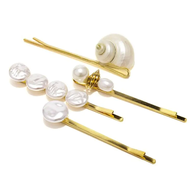 

4 Pcs/set Retro Style Hair Clip Set Elegant Women Alloy Shell Hairpin Sweet Girl Hair Accessories Headdress Y4QB