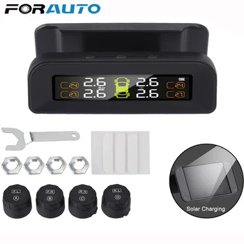 

FORAUTO TPMS Car Tire Pressure Alarm Monitor System Real-time Display Attached to glass wireless Solar power tpms with 4 sensors